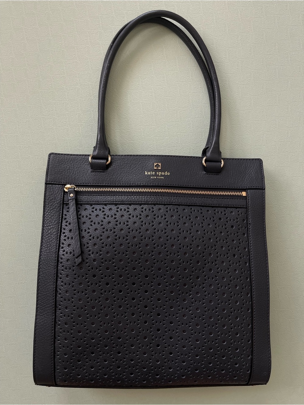 kate spade New York Vintage Gray Lasercut Leather Shoulder Bag